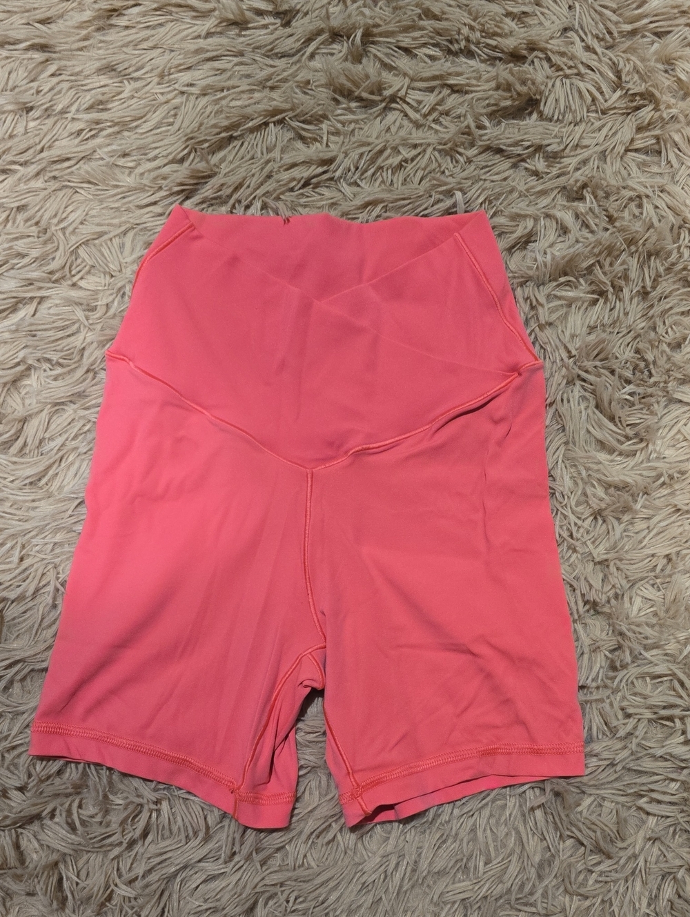 aerie High-Rise Coral Bike Shorts with Wide Waistband